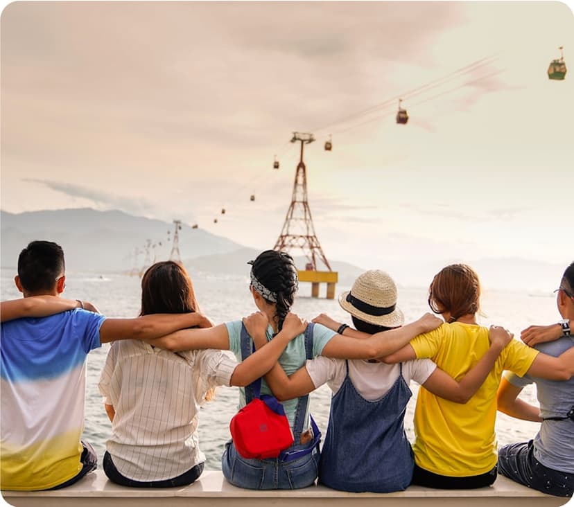Group of students looking at a view